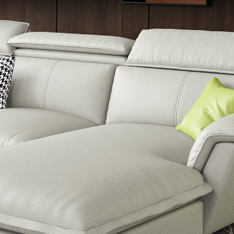 Faux Leather/Cotton-Blend Sofa and Chaise L-Shape Sectional for Four People Clearhalo 'furn' 'furn_sectionals' 'Furniture' 'furniture_sectionals' 'kitchen' 'kitchen_sectionals' 'Living Room Furniture' 'Sectionals' 4856425