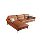 Contemporary Tan Leather Sectional Pillow Top Arm Sofa and Chaise for Living Room 108"L x 72"W x 35"H Clearhalo 'furn' 'furn_sectionals' 'Furniture' 'furniture_sectionals' 'kitchen' 'kitchen_sectionals' 'Living Room Furniture' 'Sectionals' 4856451