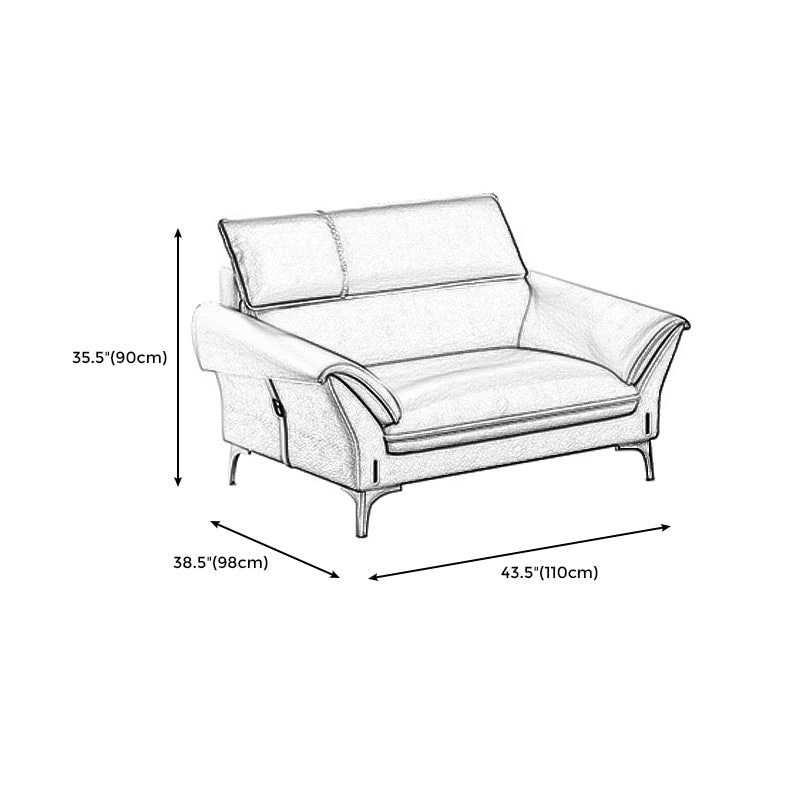 Contemporary Tan Leather Sectional Pillow Top Arm Sofa and Chaise for Living Room Clearhalo 'furn' 'furn_sectionals' 'Furniture' 'furniture_sectionals' 'kitchen' 'kitchen_sectionals' 'Living Room Furniture' 'Sectionals' 4856454