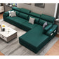 Faux Leather Removable Cushions Sofa and Chaise 35.43"High Sloped Arms Sectional Green Latex Clearhalo 'furn' 'furn_sectionals' 'Furniture' 'furniture_sectionals' 'kitchen' 'kitchen_sectionals' 'Living Room Furniture' 'Sectionals' 4856462