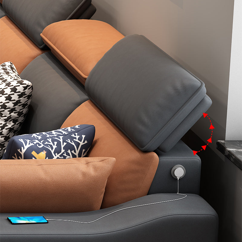 Faux Leather Removable Cushions Sofa and Chaise 35.43"High Sloped Arms Sectional Clearhalo 'furn' 'furn_sectionals' 'Furniture' 'furniture_sectionals' 'kitchen' 'kitchen_sectionals' 'Living Room Furniture' 'Sectionals' 4856474