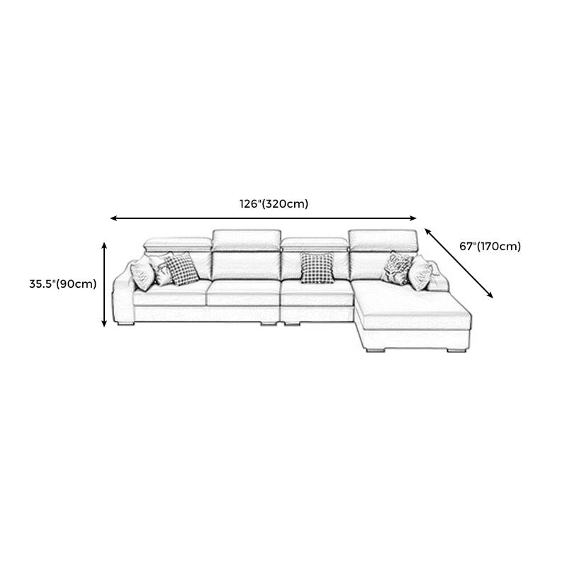 Faux Leather Removable Cushions Sofa and Chaise 35.43"High Sloped Arms Sectional Clearhalo 'furn' 'furn_sectionals' 'Furniture' 'furniture_sectionals' 'kitchen' 'kitchen_sectionals' 'Living Room Furniture' 'Sectionals' 4856477