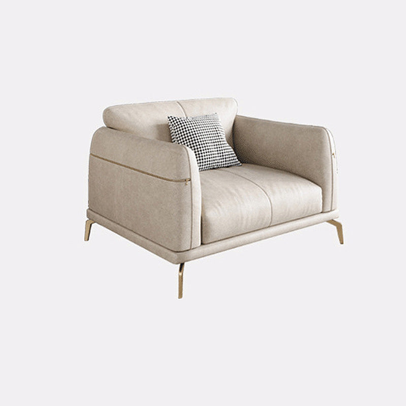Faux Leather Square Arm Sectional Beige Cushion Back Sofa and Chaise for Living Room 39.4"L x 31.5"W x 30.7"H Clearhalo 'furn' 'furn_sectionals' 'Furniture' 'furniture_sectionals' 'kitchen' 'kitchen_sectionals' 'Living Room Furniture' 'Sectionals' 4856480