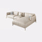 Faux Leather Square Arm Sectional Beige Cushion Back Sofa and Chaise for Living Room 126"L x 68"W x 31"H Clearhalo 'furn' 'furn_sectionals' 'Furniture' 'furniture_sectionals' 'kitchen' 'kitchen_sectionals' 'Living Room Furniture' 'Sectionals' 4856481