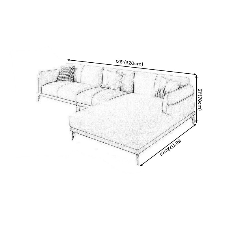 Faux Leather Square Arm Sectional Beige Cushion Back Sofa and Chaise for Living Room Clearhalo 'furn' 'furn_sectionals' 'Furniture' 'furniture_sectionals' 'kitchen' 'kitchen_sectionals' 'Living Room Furniture' 'Sectionals' 4856492