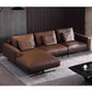 Square Arm Sofa and Chaise Genuine Leather Dark Brown Sectional for Living Room 33.5"H x 118"L x 73"W Foam Clearhalo 'Furniture' 'kitchen' 'kitchen_sectionals' 'Living Room Furniture' 'Sectionals' 4856508