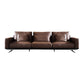Square Arm Sofa and Chaise Genuine Leather Dark Brown Sectional for Living Room 33.5"H x 118"L x 39"W Clearhalo 'Furniture' 'kitchen' 'kitchen_sectionals' 'Living Room Furniture' 'Sectionals' 4856510
