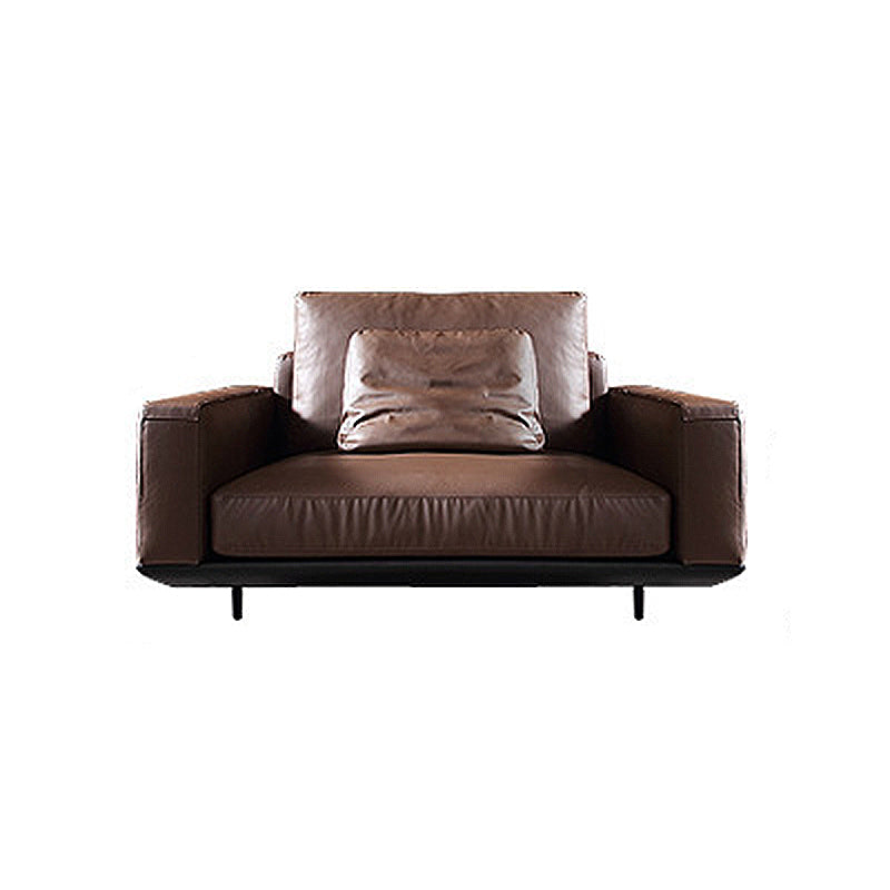 Mid-Century Modern Square Arm Sofa and Chaise Genuine Leather Sectional for Living Room 49"L x 39"W x 33.5"H Clearhalo 'furn' 'furn_sectionals' 'Furniture' 'furniture_sectionals' 'kitchen' 'kitchen_sectionals' 'Living Room Furniture' 'Sectionals' 4856526