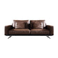 Mid-Century Modern Square Arm Sofa and Chaise Genuine Leather Sectional for Living Room 87"L x 39"W x 33.5"H Down Clearhalo 'furn' 'furn_sectionals' 'Furniture' 'furniture_sectionals' 'kitchen' 'kitchen_sectionals' 'Living Room Furniture' 'Sectionals' 4856527