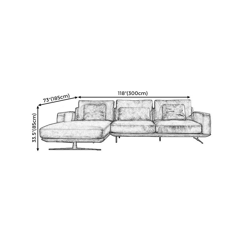 Mid-Century Modern Square Arm Sofa and Chaise Genuine Leather Sectional for Living Room Clearhalo 'furn' 'furn_sectionals' 'Furniture' 'furniture_sectionals' 'kitchen' 'kitchen_sectionals' 'Living Room Furniture' 'Sectionals' 4856535