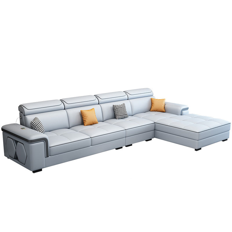Contemporary L-shape Sectionals Right Hand Facing Sofa and Chaise for Living Room Silver Clearhalo 'furn' 'furn_sectionals' 'Furniture' 'furniture_sectionals' 'kitchen' 'kitchen_sectionals' 'Living Room Furniture' 'Sectionals' 4856540