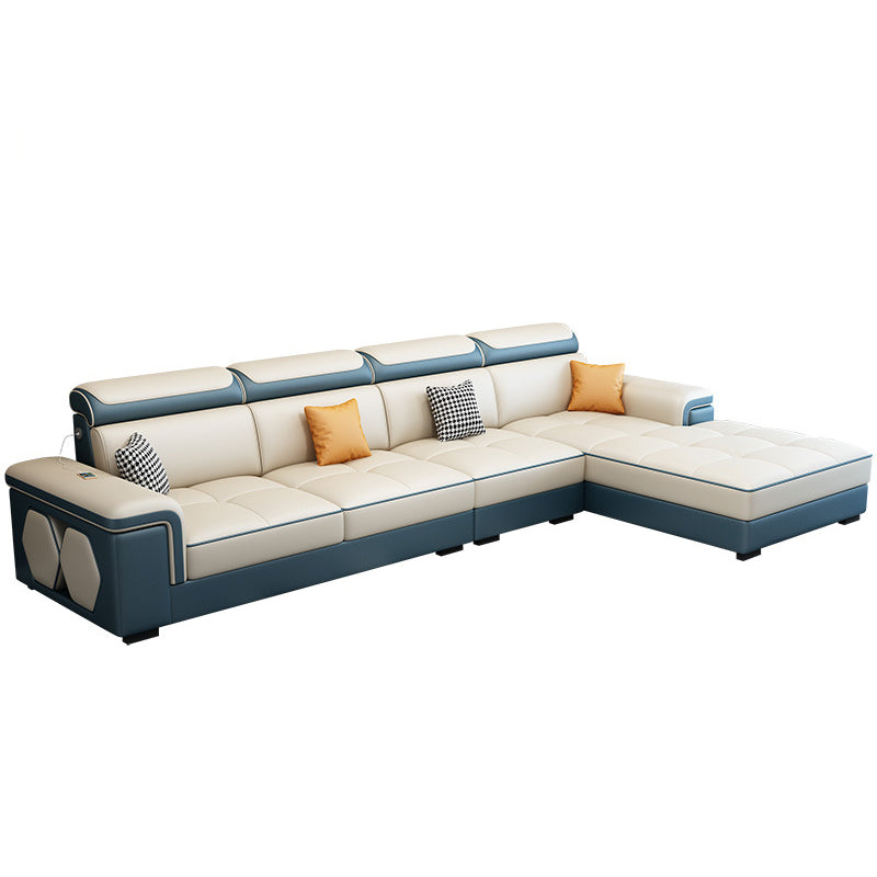 Contemporary L-shape Sectionals Right Hand Facing Sofa and Chaise for Living Room Yellow Blue Clearhalo 'furn' 'furn_sectionals' 'Furniture' 'furniture_sectionals' 'kitchen' 'kitchen_sectionals' 'Living Room Furniture' 'Sectionals' 4856542