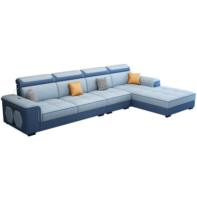 Contemporary L-shape Sectionals Right Hand Facing Sofa and Chaise for Living Room Dark Blue Clearhalo 'furn' 'furn_sectionals' 'Furniture' 'furniture_sectionals' 'kitchen' 'kitchen_sectionals' 'Living Room Furniture' 'Sectionals' 4856548