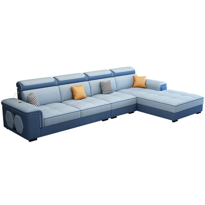 Contemporary L-shape Sectionals Right Hand Facing Sofa and Chaise for Living Room Dark Blue Clearhalo 'furn' 'furn_sectionals' 'Furniture' 'furniture_sectionals' 'kitchen' 'kitchen_sectionals' 'Living Room Furniture' 'Sectionals' 4856548