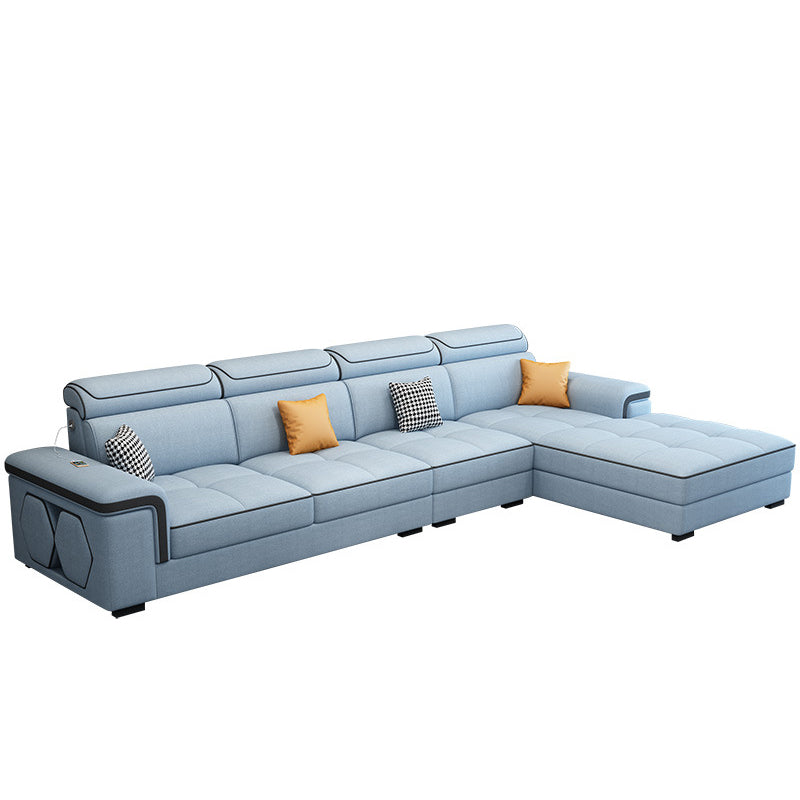 Contemporary L-shape Sectionals Right Hand Facing Sofa and Chaise for Living Room Blue Clearhalo 'furn' 'furn_sectionals' 'Furniture' 'furniture_sectionals' 'kitchen' 'kitchen_sectionals' 'Living Room Furniture' 'Sectionals' 4856550