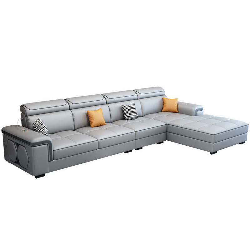 Contemporary L-shape Sectionals Right Hand Facing Sofa and Chaise for Living Room Grey Clearhalo 'furn' 'furn_sectionals' 'Furniture' 'furniture_sectionals' 'kitchen' 'kitchen_sectionals' 'Living Room Furniture' 'Sectionals' 4856555