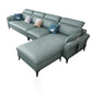 Modern L-Shape Sectional Faux Leather Sofa and Chaise for Four People Light Blue Clearhalo 'furn' 'furn_sectionals' 'Furniture' 'furniture_sectionals' 'kitchen' 'kitchen_sectionals' 'Living Room Furniture' 'Sectionals' 4856562