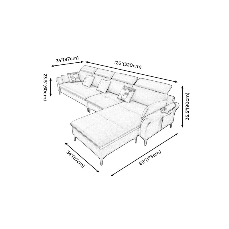 Modern L-Shape Sectional Faux Leather Sofa and Chaise for Four People Clearhalo 'furn' 'furn_sectionals' 'Furniture' 'furniture_sectionals' 'kitchen' 'kitchen_sectionals' 'Living Room Furniture' 'Sectionals' 4856569