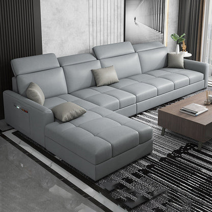 Modern L-Shape Sectional Recessed Arm Sofa and Chaise with Storage for Four People Light Gray Memory Foam Clearhalo 'furn' 'furn_sectionals' 'Furniture' 'furniture_sectionals' 'kitchen' 'kitchen_sectionals' 'Living Room Furniture' 'Sectionals' 4856573