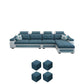 Modern L-shape Sofa and Chaise Right Facing Faux Leather/Linen Blend Sectionals Dark Blue Linen Blend Latex Clearhalo 'furn' 'furn_sectionals' 'Furniture' 'furniture_sectionals' 'kitchen' 'kitchen_sectionals' 'Living Room Furniture' 'Sectionals' 4856592