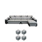 Modern L-shape Sofa and Chaise Right Facing Faux Leather/Linen Blend Sectionals Grey Faux Leather Latex Clearhalo 'furn' 'furn_sectionals' 'Furniture' 'furniture_sectionals' 'kitchen' 'kitchen_sectionals' 'Living Room Furniture' 'Sectionals' 4856600
