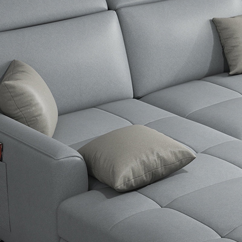 Modern L-Shape 4-seater Sofa and Chaise Recessed Arm Sectional with Pillow Back Cushions Clearhalo 'furn' 'furn_sectionals' 'Furniture' 'furniture_sectionals' 'kitchen' 'kitchen_sectionals' 'Living Room Furniture' 'Sectionals' 4856621