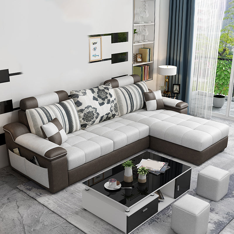 Sloped Arms 106.3"Lx 57"W x 35.43"H Sectionals High Back Sofa with Storage Brown Clearhalo 'Furniture' 'furniture_sectionals' 'kitchen' 'kitchen_sectionals' 'Living Room Furniture' 'Sectionals' 4856623