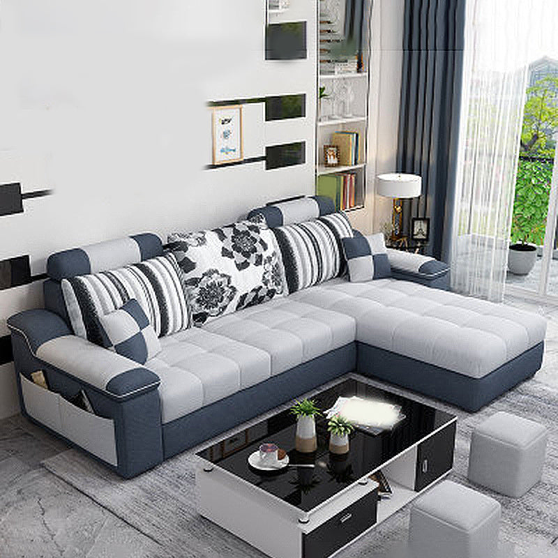 Sloped Arms 106.3"Lx 57"W x 35.43"H Sectionals High Back Sofa with Storage Black White Clearhalo 'Furniture' 'furniture_sectionals' 'kitchen' 'kitchen_sectionals' 'Living Room Furniture' 'Sectionals' 4856627