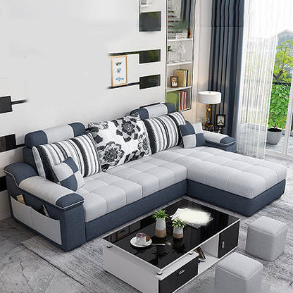 Sloped Arms 106.3"Lx 57"W x 35.43"H Sectionals High Back Sofa with Storage Black White Clearhalo 'Furniture' 'furniture_sectionals' 'kitchen' 'kitchen_sectionals' 'Living Room Furniture' 'Sectionals' 4856627