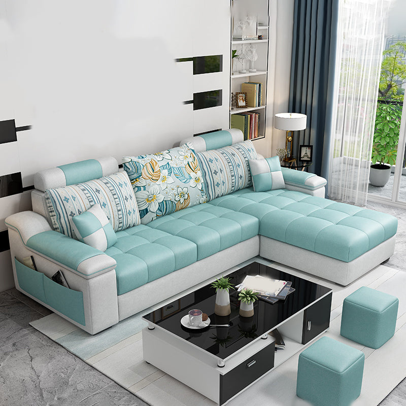 Sloped Arms 106.3"Lx 57"W x 35.43"H Sectionals High Back Sofa with Storage Green Clearhalo 'Furniture' 'furniture_sectionals' 'kitchen' 'kitchen_sectionals' 'Living Room Furniture' 'Sectionals' 4856630