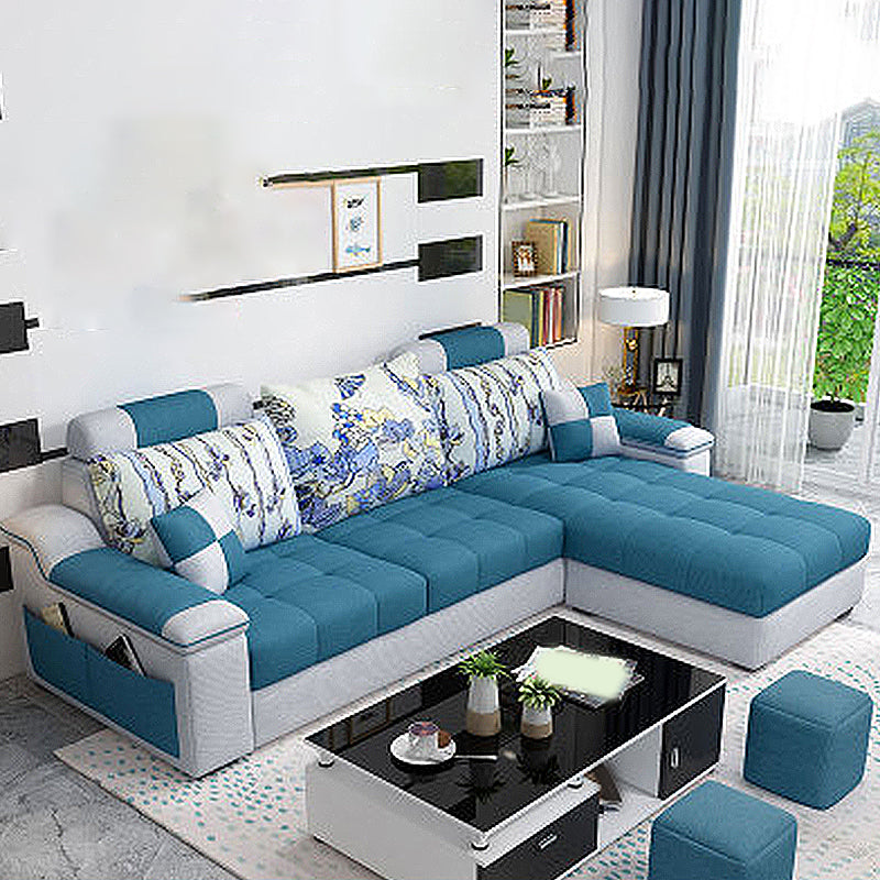 Sloped Arms 106.3"Lx 57"W x 35.43"H Sectionals High Back Sofa with Storage Aqua Clearhalo 'Furniture' 'furniture_sectionals' 'kitchen' 'kitchen_sectionals' 'Living Room Furniture' 'Sectionals' 4856633