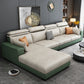 Faux Leather L-Shape Sectional Recessed Arm Sofa and Chaise with Pillowed Back Cushions Green-White Clearhalo 'furn' 'furn_sectionals' 'Furniture' 'furniture_sectionals' 'kitchen' 'kitchen_sectionals' 'Living Room Furniture' 'Sectionals' 4856642