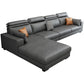 Faux Leather L-Shape Sectional Recessed Arm Sofa and Chaise with Pillowed Back Cushions 126"L x 69"W x 35"H Grey Clearhalo 'furn' 'furn_sectionals' 'Furniture' 'furniture_sectionals' 'kitchen' 'kitchen_sectionals' 'Living Room Furniture' 'Sectionals' 4856646