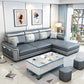 Modern 3-seat Sectionals Pillow Top Arm Sofa with Adjustable Headrest Dark Gray-White Clearhalo 'Furniture' 'furniture_sectionals' 'kitchen' 'kitchen_sectionals' 'Living Room Furniture' 'Sectionals' 4856667