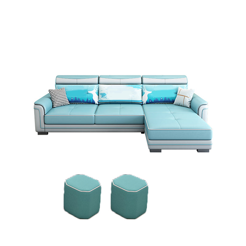 Modern 3-seat Sectionals Pillow Top Arm Sofa with Adjustable Headrest Clearhalo 'Furniture' 'furniture_sectionals' 'kitchen' 'kitchen_sectionals' 'Living Room Furniture' 'Sectionals' 4856679