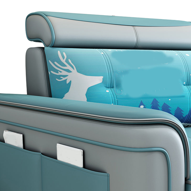 Modern 3-seat Sectionals Pillow Top Arm Sofa with Adjustable Headrest Clearhalo 'Furniture' 'furniture_sectionals' 'kitchen' 'kitchen_sectionals' 'Living Room Furniture' 'Sectionals' 4856681