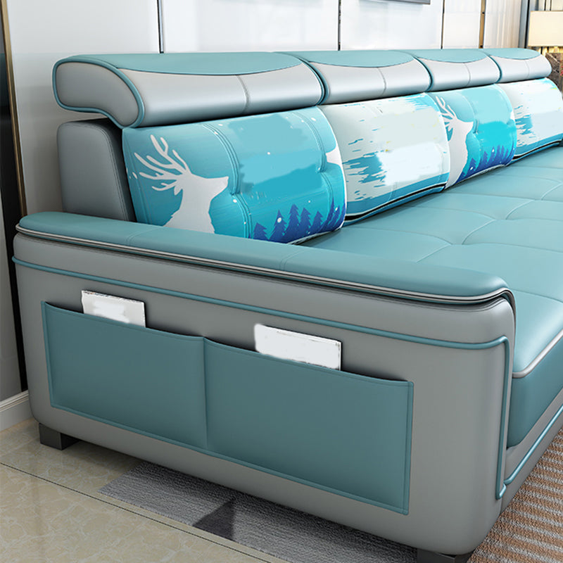 Modern 3-seat Sectionals Pillow Top Arm Sofa with Adjustable Headrest Clearhalo 'Furniture' 'furniture_sectionals' 'kitchen' 'kitchen_sectionals' 'Living Room Furniture' 'Sectionals' 4856682