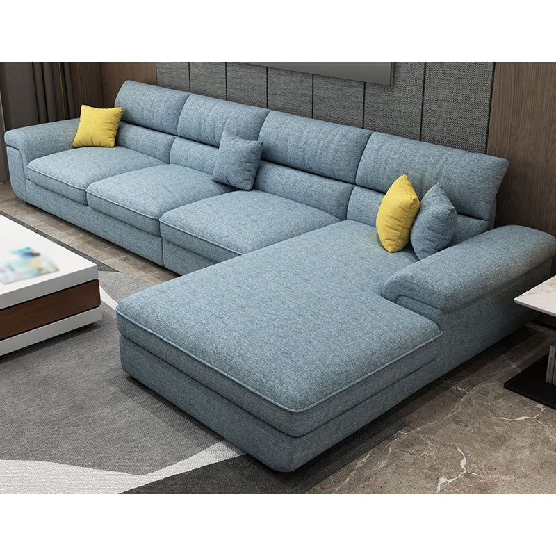 Casual Removable Cushions Sectionals 37.4"H Pillow Top Arm Sofa with 4 Pillows Light Blue Clearhalo 'Furniture' 'furniture_sectionals' 'kitchen' 'kitchen_sectionals' 'Living Room Furniture' 'Sectionals' 4856690