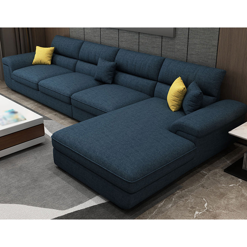 Casual Removable Cushions Sectionals 37.4"H Pillow Top Arm Sofa with 4 Pillows Dark Blue Clearhalo 'Furniture' 'furniture_sectionals' 'kitchen' 'kitchen_sectionals' 'Living Room Furniture' 'Sectionals' 4856693