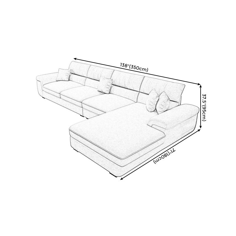 Casual Removable Cushions Sectionals 37.4"H Pillow Top Arm Sofa with 4 Pillows Clearhalo 'Furniture' 'furniture_sectionals' 'kitchen' 'kitchen_sectionals' 'Living Room Furniture' 'Sectionals' 4856702