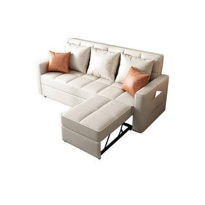 Square Arm Cream Cushion Back Sectionals Contemporary Stain-Resistant Chaise Sofa Right Clearhalo 'Furniture' 'furniture_sectionals' 'kitchen' 'kitchen_sectionals' 'Living Room Furniture' 'Sectionals' 4856707