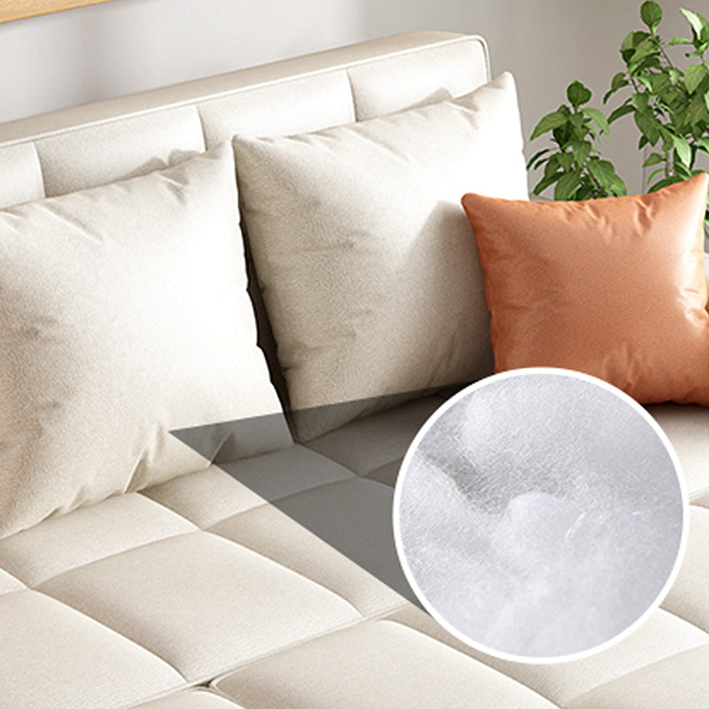 Square Arm Cream Cushion Back Sectionals Contemporary Stain-Resistant Chaise Sofa Clearhalo 'Furniture' 'furniture_sectionals' 'kitchen' 'kitchen_sectionals' 'Living Room Furniture' 'Sectionals' 4856712