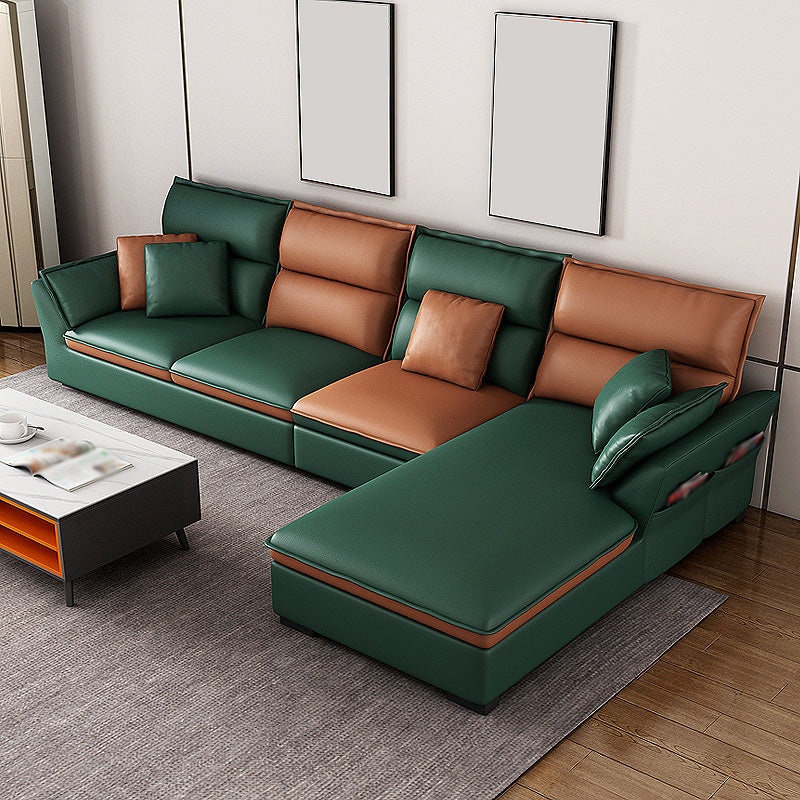 Modern Pillow Top Arm Sofa 37.4"High 4-seat Cushion Back Sectionals with Storage 126"L x 67"W x 37"H Navy Clearhalo 'furn' 'furn_sectionals' 'Furniture' 'furniture_sectionals' 'kitchen' 'kitchen_sectionals' 'Living Room Furniture' 'Sectionals' 4856723