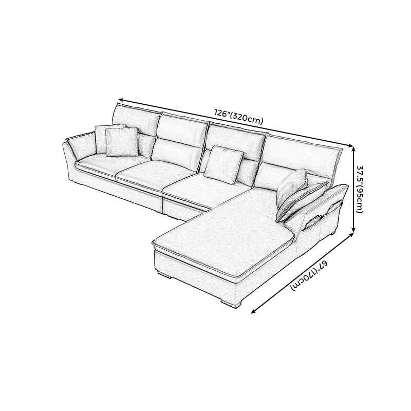 Modern Pillow Top Arm Sofa 37.4"High 4-seat Cushion Back Sectionals with Storage Clearhalo 'furn' 'furn_sectionals' 'Furniture' 'furniture_sectionals' 'kitchen' 'kitchen_sectionals' 'Living Room Furniture' 'Sectionals' 4856734