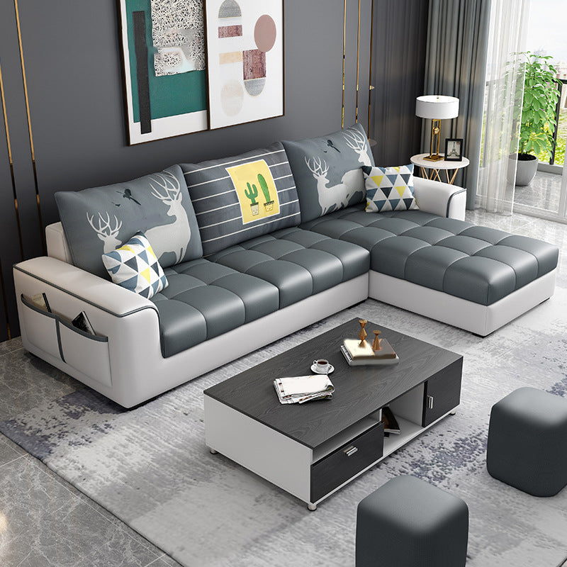 L-Shape 106.3"L x 57"W x 35.43"H Sectionals High Back Sofa with Storage Grey Clearhalo 'furn' 'furn_sectionals' 'Furniture' 'furniture_sectionals' 'kitchen' 'kitchen_sectionals' 'Living Room Furniture' 'Sectionals' 4856736