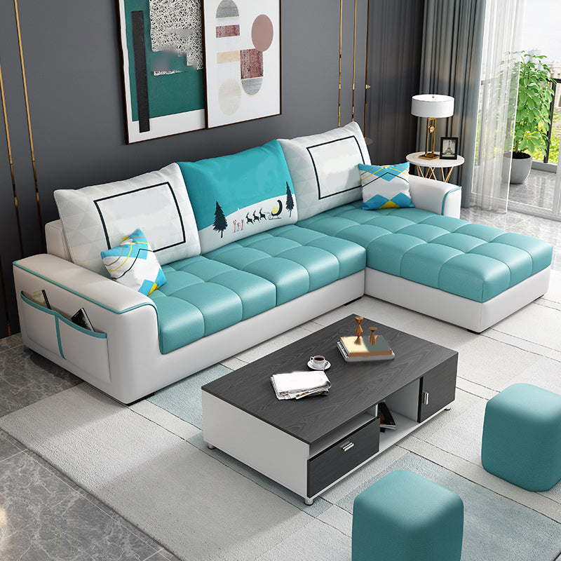 L-Shape 106.3"L x 57"W x 35.43"H Sectionals High Back Sofa with Storage Aqua Clearhalo 'furn' 'furn_sectionals' 'Furniture' 'furniture_sectionals' 'kitchen' 'kitchen_sectionals' 'Living Room Furniture' 'Sectionals' 4856737