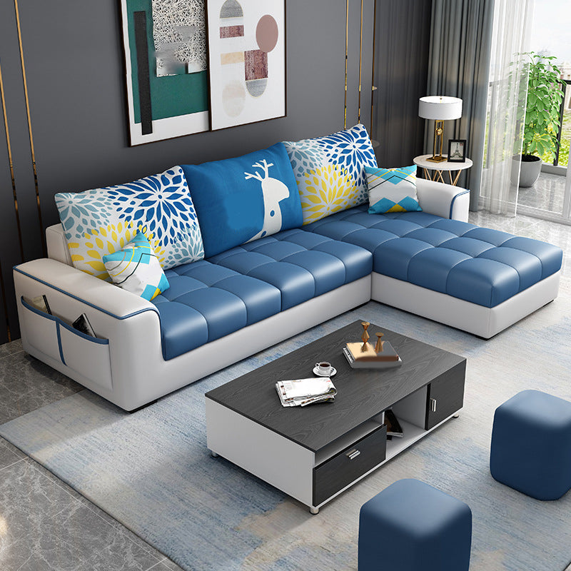 L-Shape 106.3"L x 57"W x 35.43"H Sectionals High Back Sofa with Storage Dark Blue Clearhalo 'furn' 'furn_sectionals' 'Furniture' 'furniture_sectionals' 'kitchen' 'kitchen_sectionals' 'Living Room Furniture' 'Sectionals' 4856739