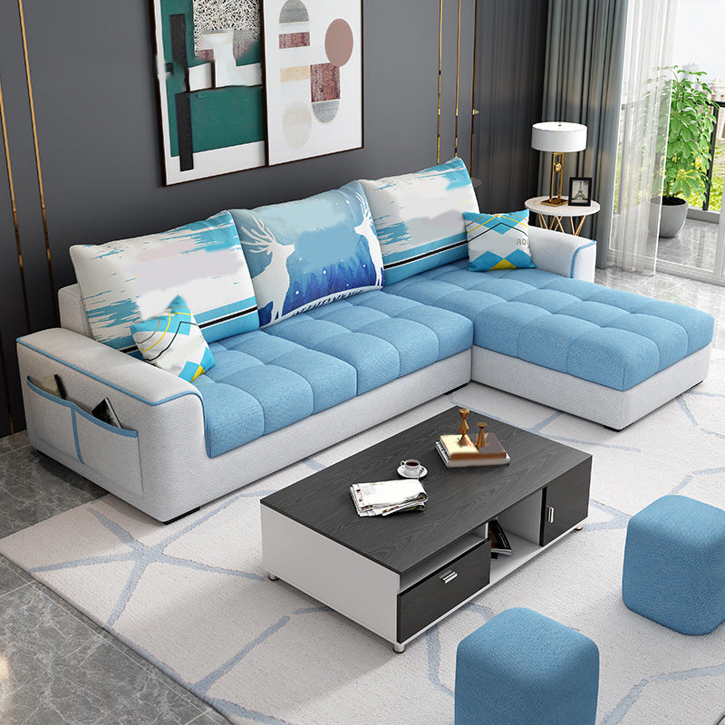 L-Shape 106.3"L x 57"W x 35.43"H Sectionals High Back Sofa with Storage Sky Blue Clearhalo 'furn' 'furn_sectionals' 'Furniture' 'furniture_sectionals' 'kitchen' 'kitchen_sectionals' 'Living Room Furniture' 'Sectionals' 4856741