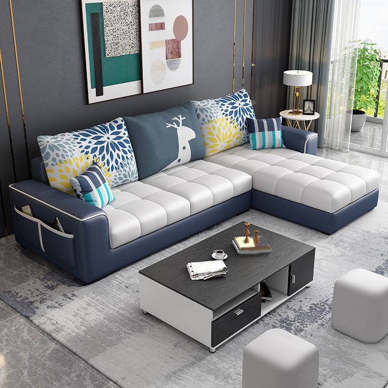 L-Shape 106.3"L x 57"W x 35.43"H Sectionals High Back Sofa with Storage Dark Blue Gray-White Clearhalo 'furn' 'furn_sectionals' 'Furniture' 'furniture_sectionals' 'kitchen' 'kitchen_sectionals' 'Living Room Furniture' 'Sectionals' 4856743