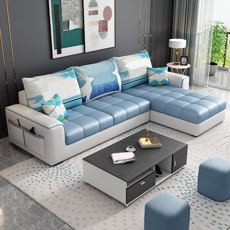 L-Shape 106.3"L x 57"W x 35.43"H Sectionals High Back Sofa with Storage Blue Clearhalo 'furn' 'furn_sectionals' 'Furniture' 'furniture_sectionals' 'kitchen' 'kitchen_sectionals' 'Living Room Furniture' 'Sectionals' 4856745
